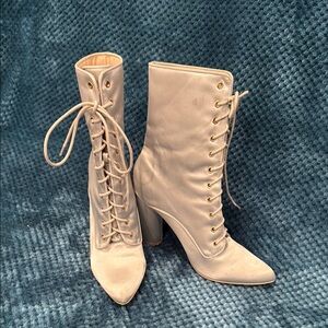 Cape Robbin Satin Blue Lace Up Boots